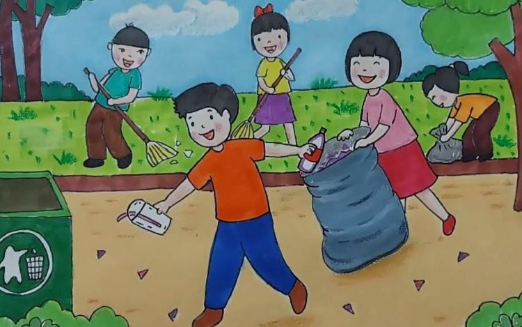 Vẽ tranh bảo vệ môi trường bằng giấy a3