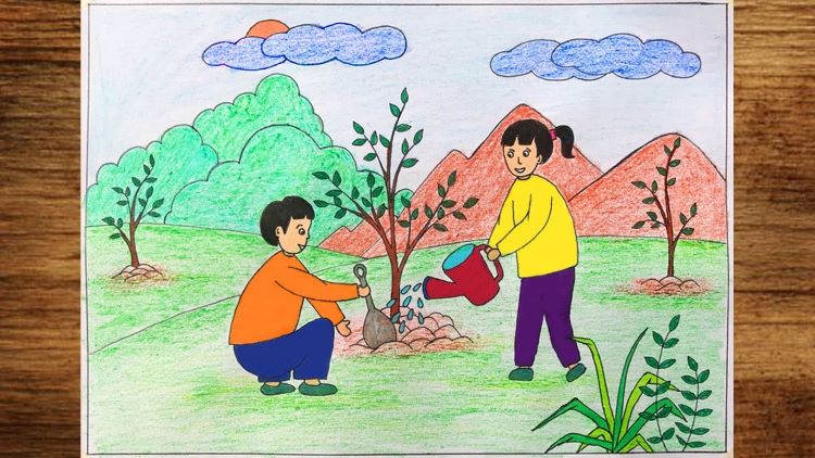 Vẽ tranh bảo vệ môi trường bằng giấy a3