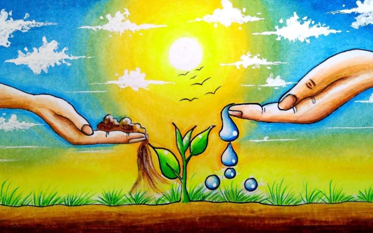 Vẽ tranh bảo vệ môi trường bằng giấy a3